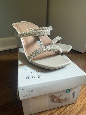 Pearl Block Heel Sandals